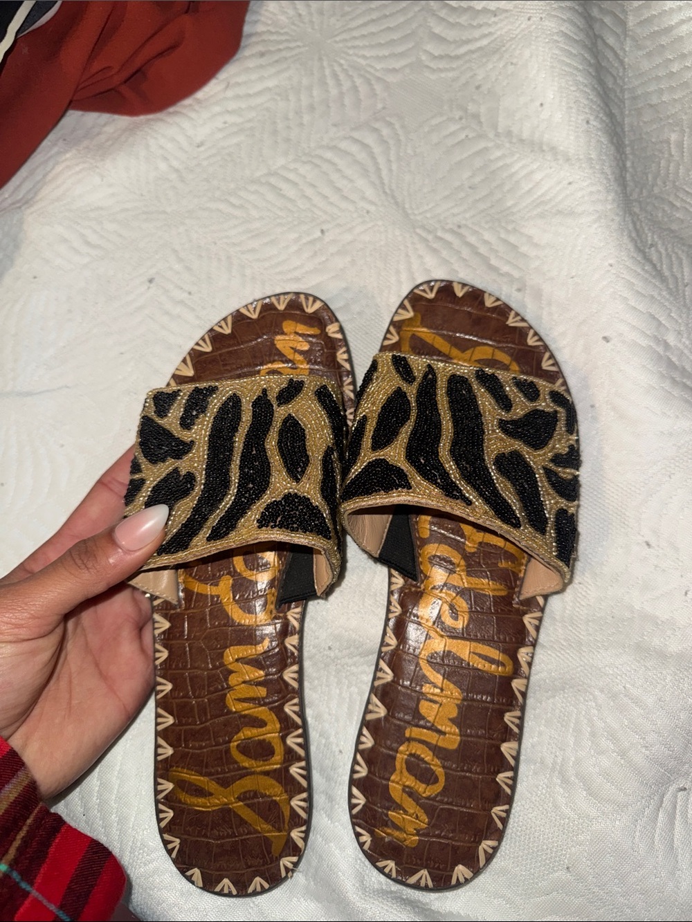 Sam Edelman Black & Gold Beaded Slide Sandals - Picture 3 of 3